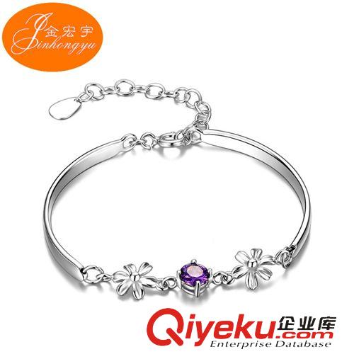 S925手鏈 紫水晶接花手鏈 優雅淑女氣質時尚飾品 S925純銀飾品 廠家直銷