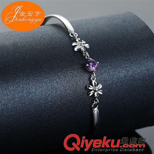 S925手鏈 紫水晶接花手鏈 優雅淑女氣質時尚飾品 S925純銀飾品 廠家直銷原始圖片2