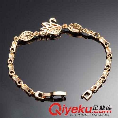 2015新款上市  手鏈 鍍18K金 微鑲3A鋯石 創(chuàng)意閨蜜禮品 唯美白天鵝女士手鏈KS440