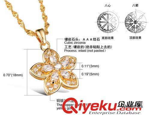 鎮(zhèn)店之寶（推薦） 項(xiàng)鏈 鍍18K金 梅花形微鑲滿鉆吊墜 新娘結(jié)婚鎖骨鏈 韓國飾品KX616原始圖片3