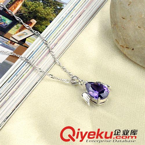 鍍真白金首飾（鑲鉆） 項(xiàng)鏈 特色飾品新款時尚鑲鋯鉆 熱銷短款鎖骨天使的誘惑吊墜DX078原始圖片2