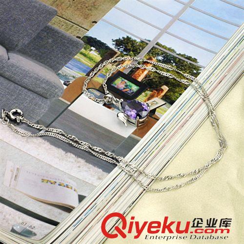 鍍真白金首飾（鑲鉆） 項(xiàng)鏈 特色飾品新款時尚鑲鋯鉆 熱銷短款鎖骨天使的誘惑吊墜DX078原始圖片3