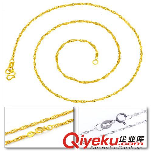 鍍真白金首飾（鑲鉆） 銅鍍黃金白金配鏈 細水波鏈鎖骨鏈  歐美風時尚熱銷百搭kL620
