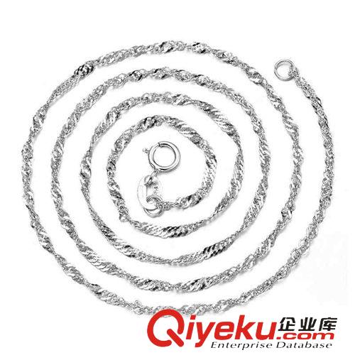 鍍真白金首飾（鑲鉆） 銅鍍黃金白金配鏈 細水波鏈鎖骨鏈  歐美風時尚熱銷百搭kL620原始圖片3