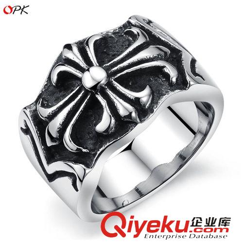 男士鈦鋼首飾 廠價(jià)批發(fā)飾品 潮流個(gè)性十字架圖案 霸氣潮男鈦鋼男士指環(huán)  GJ406