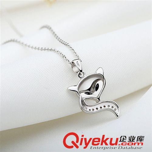 吊墜/項墜 配925純銀鍍白金鏈條女款吊墜 新款925純銀鍍白金吊墜 廠家直銷