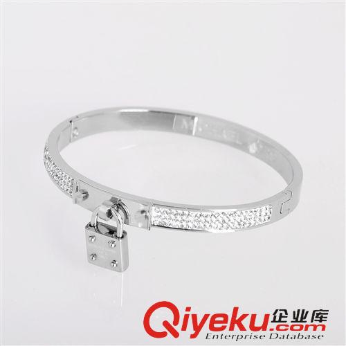 手鐲 速賣通廠家貨源dp外貿(mào)批發(fā)飾品mk字母鎖頭泥巴鉆不銹鋼手鐲混批