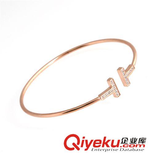手鐲 外貿首飾批發 優雅時尚卡扣手環 卡記窄圈單排半圈鑲鉆不銹鋼手鐲