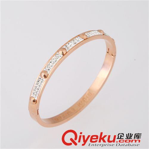 手鐲 速賣通外貿貨源出口混批 熱賣時尚不銹鋼手鐲小圓釘鑲鉆手鐲