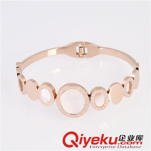手鐲 歐美dp首飾出口批發混批 寶ge麗白貝圓盤拼接鏤空不銹鋼手鐲