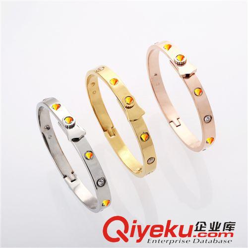 手鐲 歐美dp外貿出口批發 卡d亞 三釘三鉆螺絲開口不銹鋼手鐲