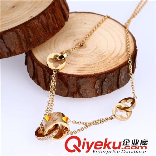 項鏈 速賣通出口外貿歐美gddp批發 鏤空四葉草不銹鋼項鏈 圓環項鏈