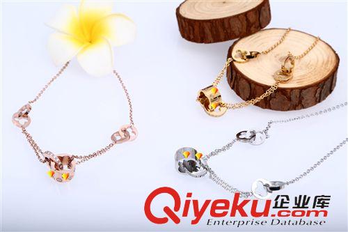 項鏈 速賣通出口外貿歐美gddp批發 鏤空四葉草不銹鋼項鏈 圓環項鏈