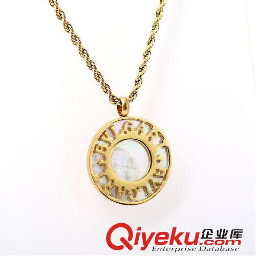 項鏈 速賣通外貿貨源出口混批 寶記項鏈 大圓盤白貝毛衣鏈不銹鋼飾品