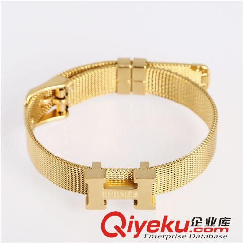 愛馬S 速賣通外貿(mào)貨源出口首飾批發(fā)經(jīng)典歐美馬家H字母絲網(wǎng)表帶鈦鋼手鐲原始圖片2