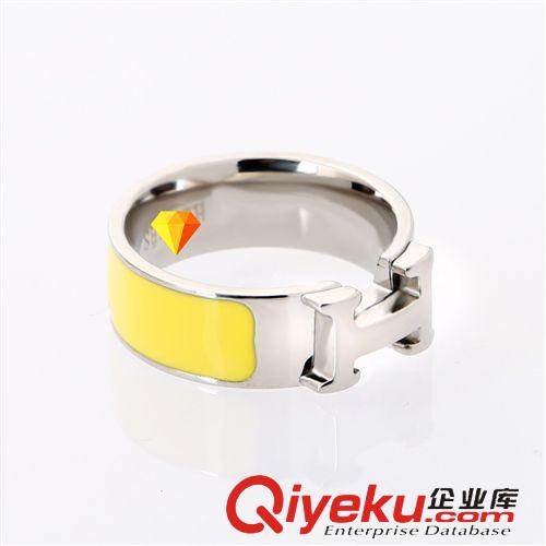 愛馬S 外貿飾品批發速賣通貨源 愛馬316L不銹鋼H戒指 彩色H滴膠戒指