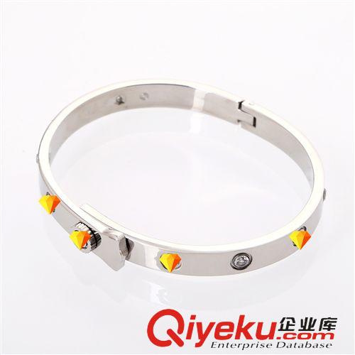 卡‘S 歐美dp外貿(mào)出口批發(fā) 卡d亞 三釘三鉆螺絲開(kāi)口不銹鋼手鐲