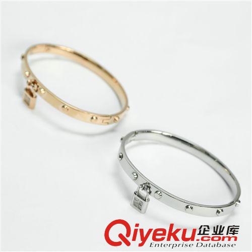 路‘S 速賣通外貿(mào)貨源出口混批 玫金  雙排鉆大鎖頭字母不銹鋼手鐲