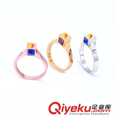 路‘S 速賣通外貿(mào)貨源出口混批 藍紅寶石L字母不銹鋼戒指原始圖片2