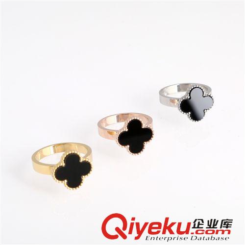 四葉草 速賣通外貿(mào)貨源出口混批 紅瑪瑙大四葉草不銹鋼戒指