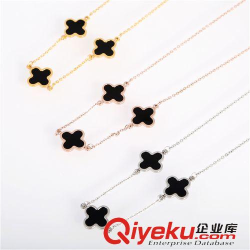 四葉草 速賣(mài)通外貿(mào)出口 彩色滴膠四葉草TFN鑰匙金色長(zhǎng)鏈不銹鋼項(xiàng)鏈批發(fā)