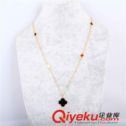 四葉草 速賣(mài)通外貿(mào)出口 彩色滴膠四葉草TFN鑰匙金色長(zhǎng)鏈不銹鋼項(xiàng)鏈批發(fā)原始圖片2