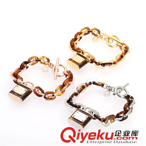 MK 歐美dp首飾外貿出口混批 MK鎖頭樹脂手鏈 批發 速賣通飾品貨源