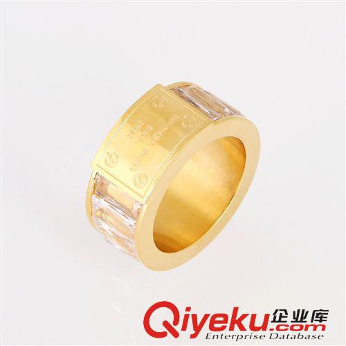 MK M家 單排條鉆戒指 情侶戒指 mk奢華方型鉆不銹鋼戒指新款批發
