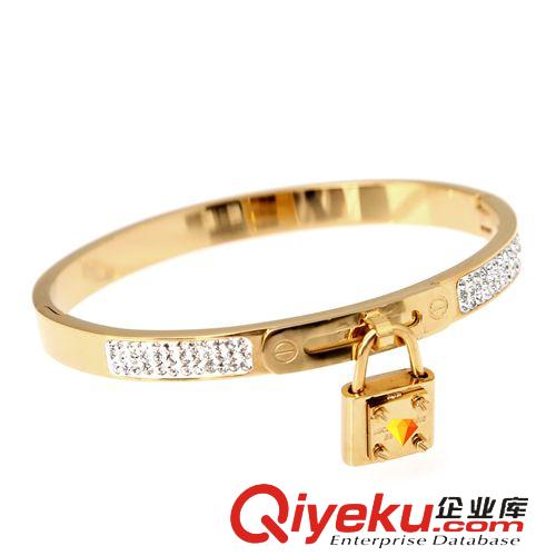 MK 速賣通外貿貨源出口混批 廠價批發 M家鎖頭泥巴水鉆不銹鋼手鐲