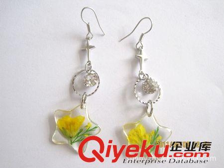 耳環(huán) 供應真花押花飾品-鑲鉆手形真花耳環(huán)