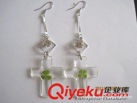 耳環(huán) 供應(yīng)真花押花飾品-鑲鉆橢圓真花耳環(huán)