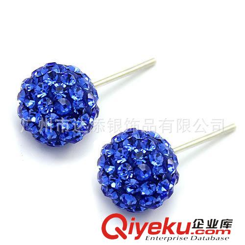 鑲玉、鑲鋯石耳飾 XD XE010 純銀彩球耳釘 防過敏耳釘 韓款耳釘配件 多款式 批發價