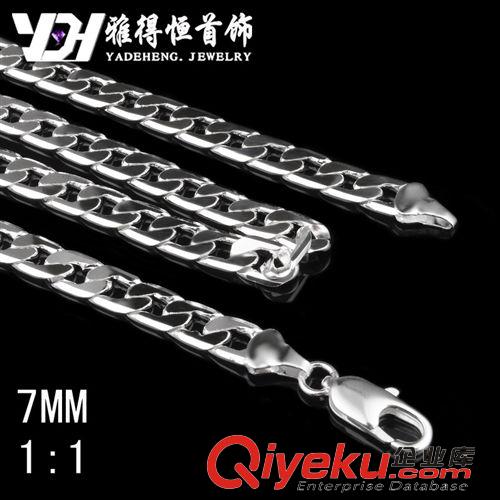 蛇鏈/盒仔鏈/米珠鏈 速賣通爆款 8M一間一側身項鏈 歐美熱銷鍍銀飾品 鍍925時尚銀項鏈