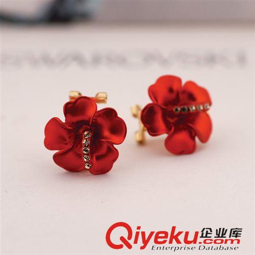 1410新品 Viennois威妮华欧美时尚 夸张 红 蓝色耳环花朵耳钉V004330E-005