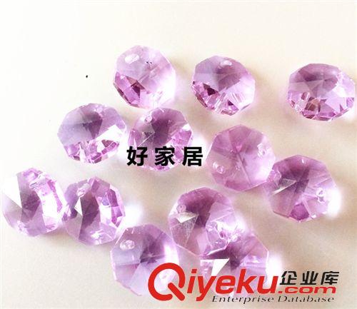 水晶散珠 彩色八角珠 水晶紫八角珠14mm diy飾品配件材料 燈飾珠簾散珠批發(fā)原始圖片2