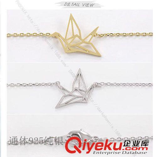 套裝類首飾區(qū) 韓國簡約paper crane necklace千紙鶴S925純銀鎖骨鏈項鏈項墜女款