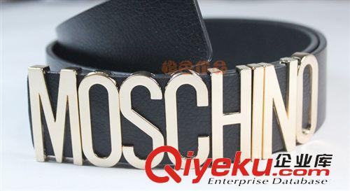 包裝盒-首飾袋-其它配件 莫斯奇諾皮帶腰帶 MOSCHINO belt 荔枝紋女士百搭字母扣牛皮腰封