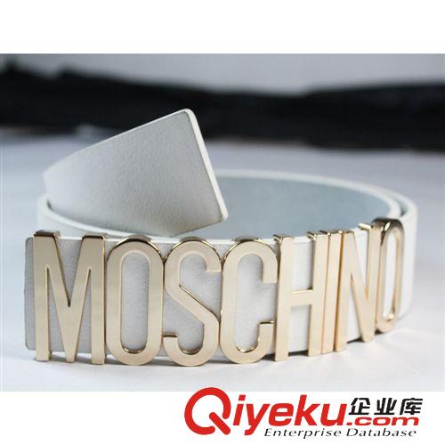 包裝盒-首飾袋-其它配件 莫斯奇諾皮帶腰帶 MOSCHINO belt 荔枝紋女士百搭字母扣牛皮腰封