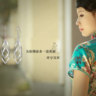 925純銀 歐美民族風(fēng)韓版s925純銀耳環(huán) 時尚女式長款花卉耳飾 廠家小額批發(fā)