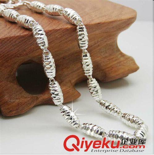 純銀925配鏈 千足銀男鏈 S999鍍白金純橄欖項鏈 銀飾品配飾批發 單鏈
