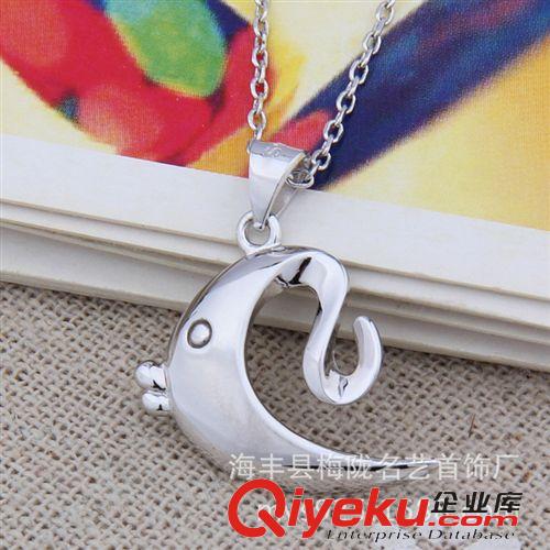 海豚魚類 925純銀可愛小巧月亮魚吊墜/魚兒項墜 {zx1}飾品 飾品批發廠家直銷