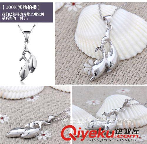 海豚魚類 精美飾品925純銀雙子海豚吊墜 精工純手工制 廠家直銷一件代發原始圖片3