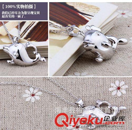 海豚魚類 zp925純銀鍍白金光面海豚吊墜/海豚項(xiàng)墜 {zx1}飾品 廠家直銷