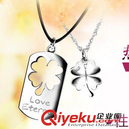 項鏈系列 小飾品批發(fā) 925純銀飾品吊墜 韓版四葉草情侶項鏈吊墜 淘寶熱賣原始圖片3