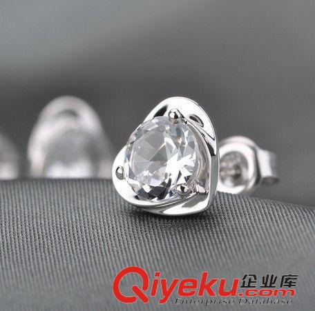 水晶系列 925純銀心形耳飾 韓國(guó)時(shí)尚紫水晶耳釘 女士 925純銀鍍白金耳釘原始圖片2