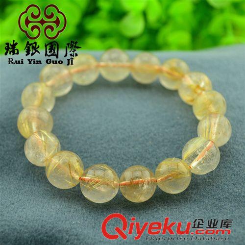 新品么么噠 {ctr}金發晶手串 鈦晶水晶手鏈 男女情侶手飾 珠寶gd水晶飾品