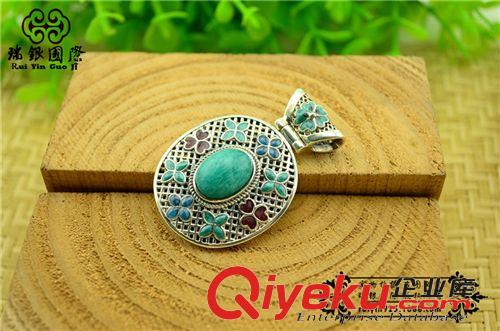 景泰藍琺瑯掐絲工藝 景泰藍掐絲琺瑯天河石吊墜 燕京八絕 {ctr}寶石項墜 水晶 廠家原始圖片2