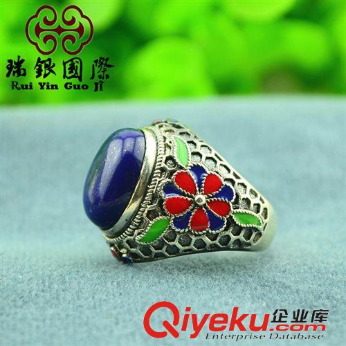 景泰藍琺瑯掐絲工藝 燕京八絕 景泰藍琺瑯掐絲青金石戒指 無白少金指環(huán) tr水晶飾品原始圖片3