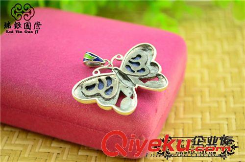 景泰藍琺瑯掐絲工藝 燕京八絕 景泰藍掐絲琺瑯 青金石蝴蝶吊墜 復古gd水晶珠寶飾品