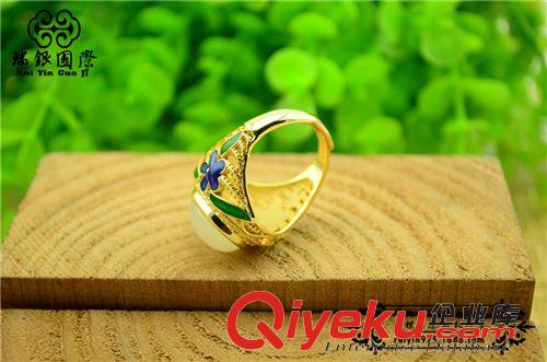 景泰藍琺瑯掐絲工藝 景泰藍戒指空托 定制款 燕京八絕掐絲工藝琺瑯指環 鑲嵌翡翠空托